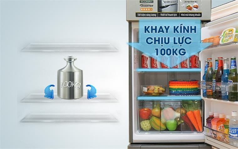 Khay kính chịu lực bền bỉ trong tủ lạnh Panasonic 152 lít