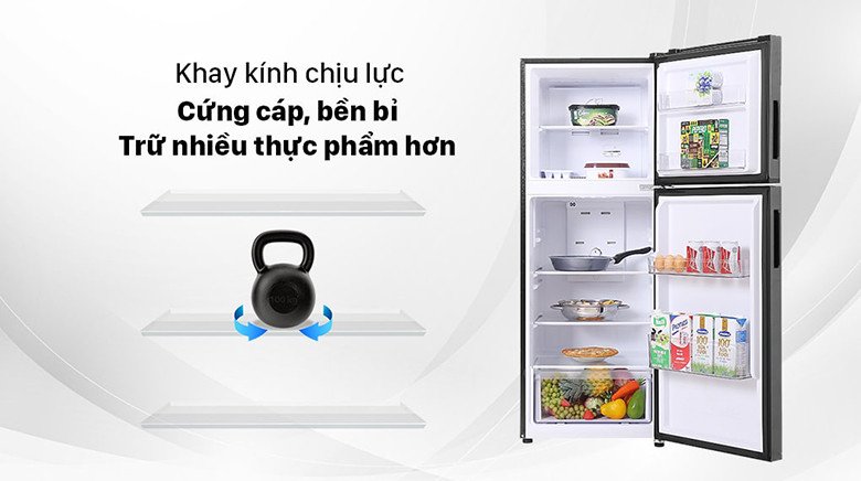 Khay kính chịu lực bên trong tủ lạnh Aqua AQR-T239FA(FB) sắp xếp linh hoạt