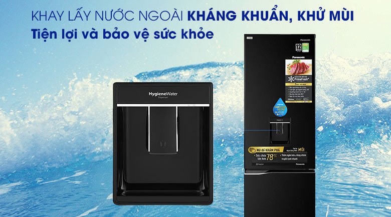 Khay lấy nước ngoài tiện lợi và kháng khuẩn trên tủ lạnh Panasonic