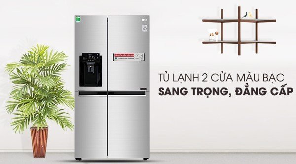 Khoang chứa rộng rãi bên trong tủ lạnh LG Inverter GR-D247JDS 601 lít với các ngăn kệ