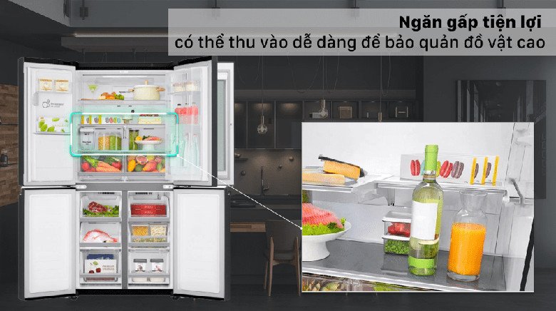 Không gian lưu trữ linh hoạt với các khay kệ trên tủ lạnh LG GR-X22MBI