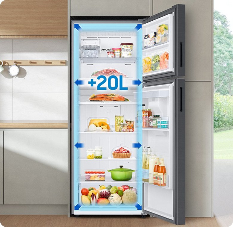 Không gian nội thất rộng rãi của Tủ lạnh Samsung RT35CG5424B1SV với công nghệ SpaceMax