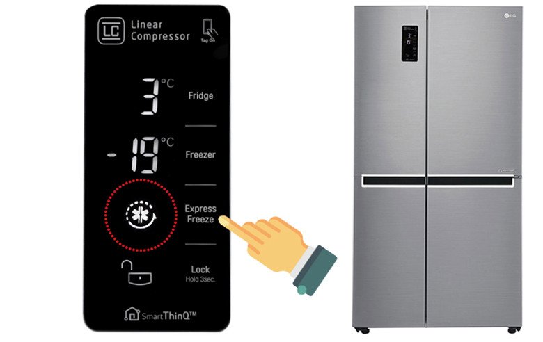 Kích hoạt chế độ làm đông nhanh (Express Freeze) trên tủ lạnh LG để tăng hiệu quả cấp đông