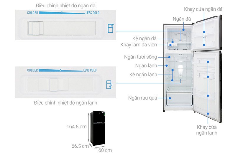 Kích thước của tủ lạnh Electrolux Inverter 318 lít ETB3400HH với vẻ ngoài thanh lịch