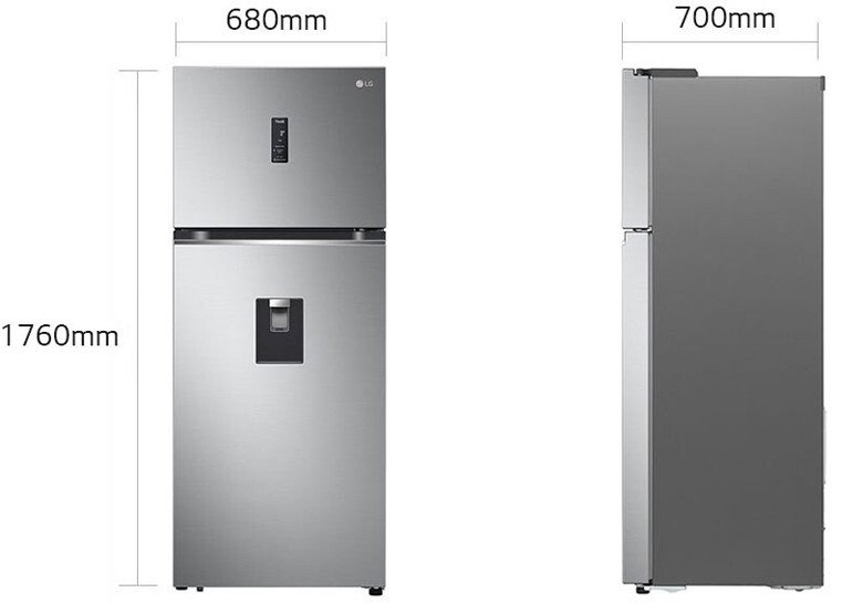 Kích thước và thông số kỹ thuật tủ lạnh LG GN-D392PSA