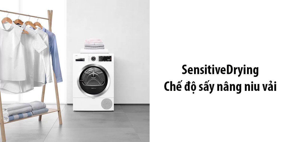 Lồng sấy SensitiveDrying của máy sấy Bosch với cấu trúc đặc biệt bảo vệ sợi vải
