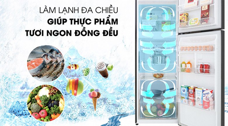 Luồng khí lạnh đa chiều phân bổ đều khắp các ngăn tủ lạnh Samsung