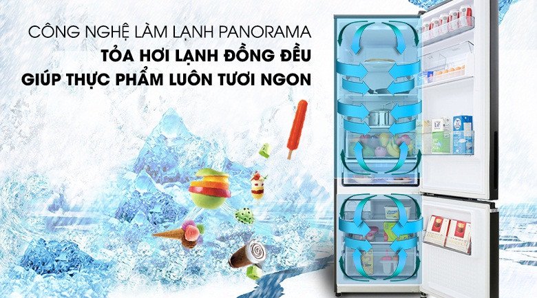 Luồng khí lạnh Panorama lan tỏa đều trong tủ lạnh Panasonic