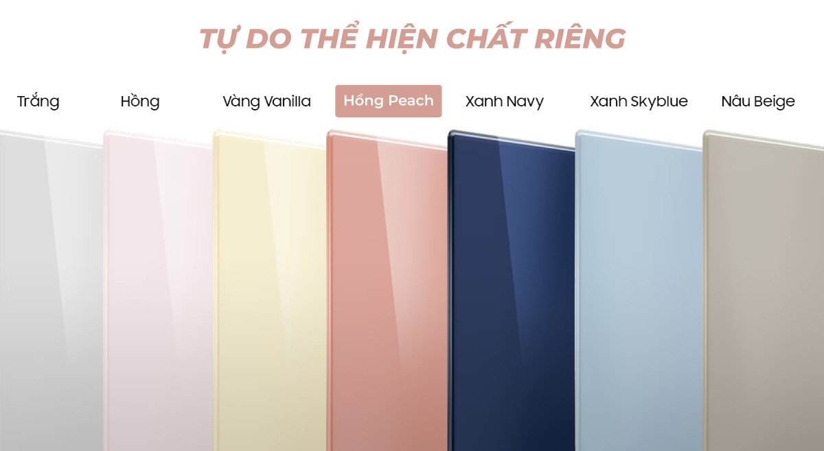 Mặt tủ lạnh Samsung Bespoke RA-R23DAA3KGG gam màu hồng Peach thời thượng, trẻ trung