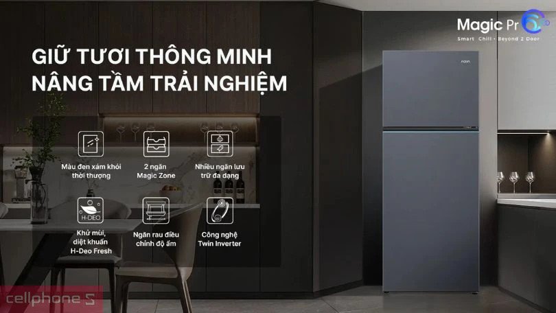 Mẫu tủ lạnh Aqua ngăn đá trên với công nghệ làm lạnh Fast Freezing Pro
