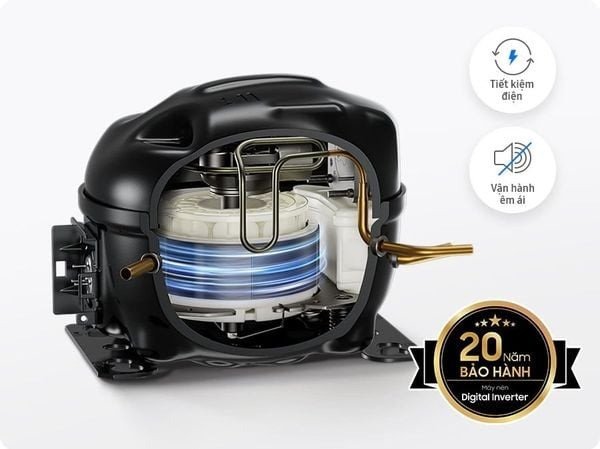 Máy nén Digital Inverter của tủ lạnh Samsung RS70F65Q3TSV đảm bảo hiệu suất bền bỉ