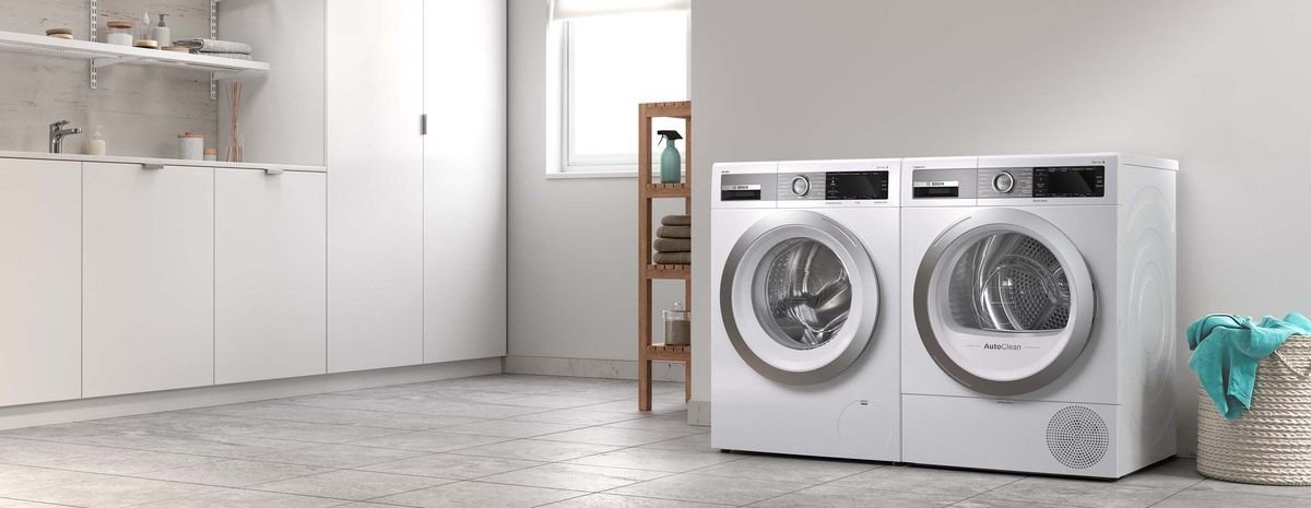 Máy sấy Bosch với lồng sấy rộng rãi, minh họa khả năng sấy đa dạng dung tích