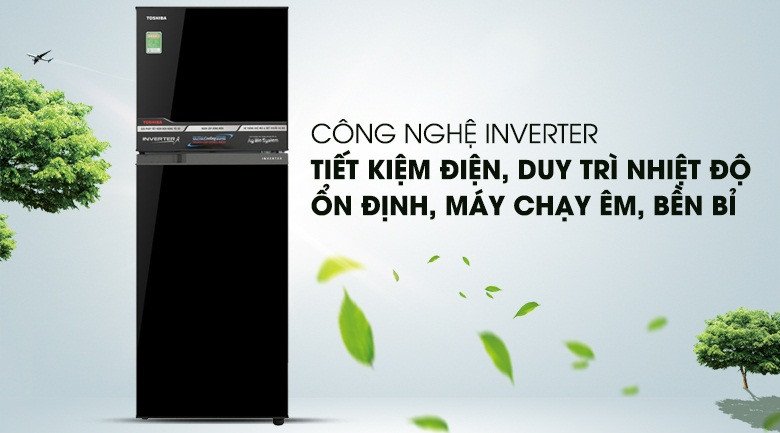 Minh họa công nghệ Inverter trên tủ lạnh Toshiba giúp tiết kiệm điện năng hiệu quả.