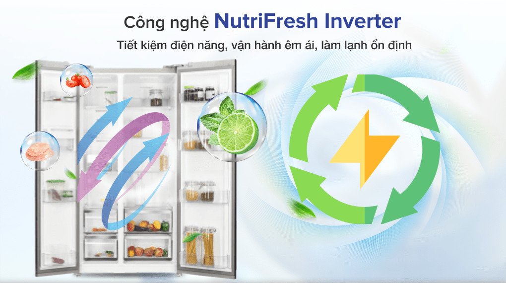 Minh họa công nghệ NutriFresh Inverter trên tủ lạnh Electrolux 505 lít giúp tiết kiệm điện