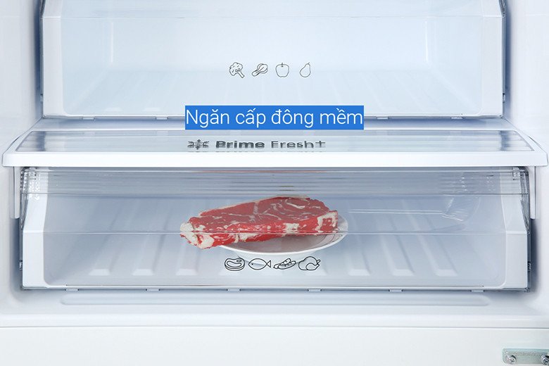 Ngăn cấp đông mềm Prime Fresh+ trên tủ lạnh Panasonic bảo quản thịt cá