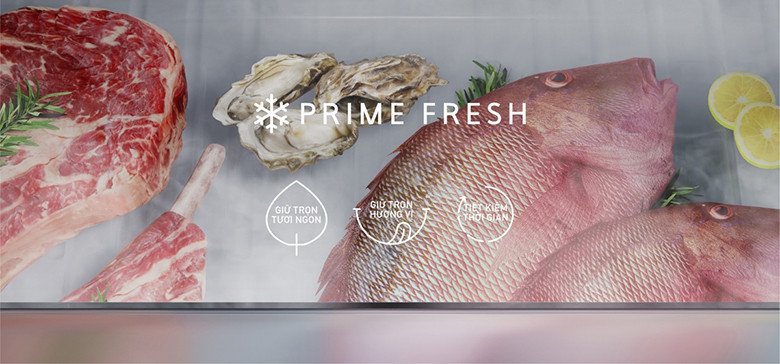 Ngăn cấp đông mềm Prime Fresh trên tủ lạnh Panasonic NR-BV331WGKV giúp bảo quản thực phẩm tươi lâu