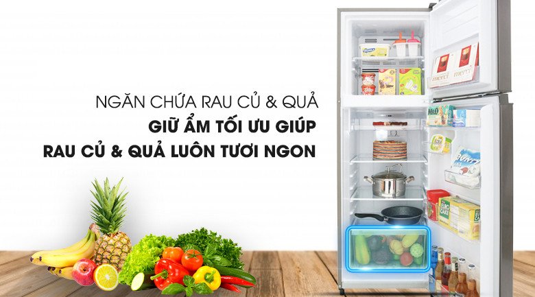 Ngăn chứa rau củ quả rộng rãi trong tủ lạnh Toshiba