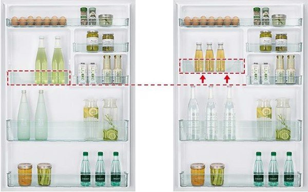 Ngăn cửa điều chỉnh linh hoạt trên tủ lạnh Hitachi Inverter FG560PGV8 GBK chứa được chai lớn