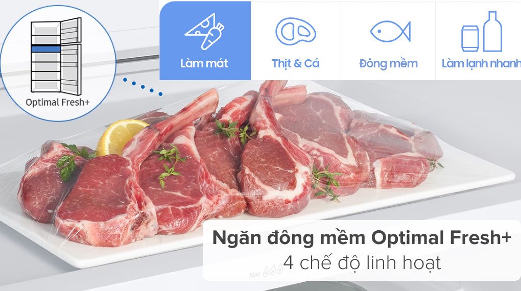 Ngăn đông mềm Optimal Fresh+ đa chế độ của tủ lạnh Samsung Inverter.