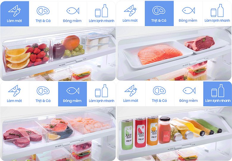 Ngăn đông mềm Optimal Fresh+ trên Tủ lạnh Samsung RT35CG5424B1SV với các chế độ tùy chỉnh