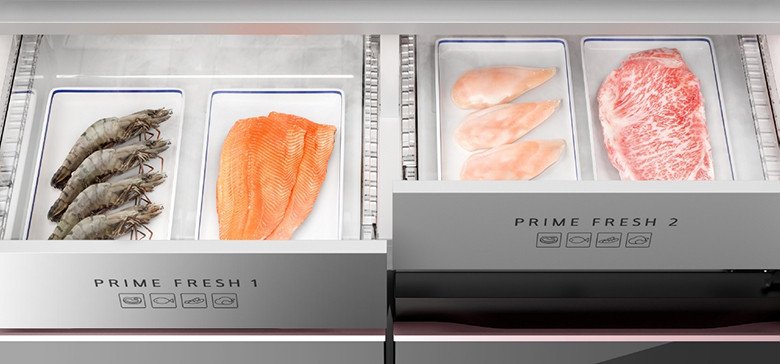 Ngăn đông mềm Prime Fresh của tủ lạnh Panasonic NR-XY680YMMV giữ thực phẩm tươi lâu