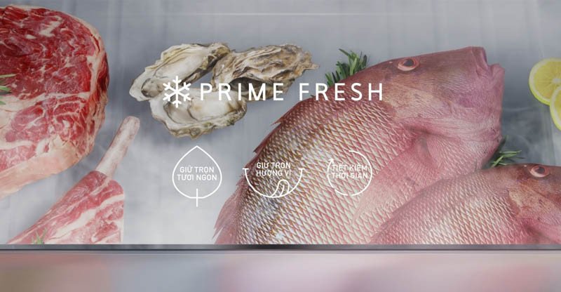 Ngăn đông mềm Prime Fresh giữ thực phẩm tươi ngon trên tủ lạnh Panasonic
