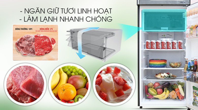 Ngăn giữ tươi linh hoạt hoặc cấp đông mềm của tủ lạnh Sharp SJ-X346E-DS