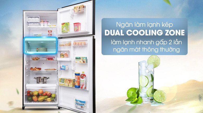 Ngăn làm lạnh kép Dual Cooling Zone trên tủ lạnh Toshiba làm lạnh cực nhanh