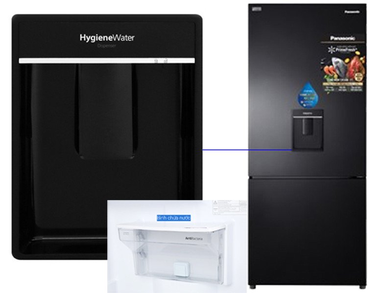 Ngăn lấy nước ngoài kháng khuẩn an toàn của tủ lạnh Panasonic NR-BX410WKVN