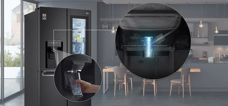 Ngăn lấy nước ngoài UV Nano tiện lợi trên tủ lạnh LG GR-X22MBI