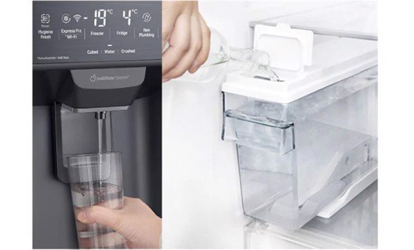 Ngăn lấy nước và đá ngoài trên cánh tủ lạnh LG GR-X247MC