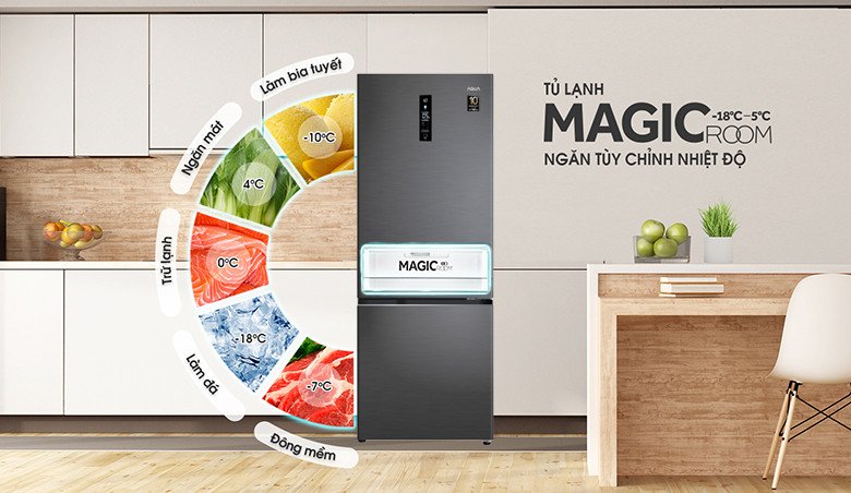 Ngăn Magic Room đa năng của tủ lạnh Aqua Inverter 292 lít AQR-B339MA(HB)