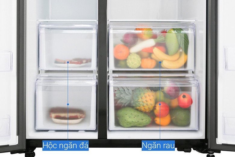 Ngăn rau quả Big Veg Box rộng rãi của tủ lạnh Samsung RS62R5001B4/SV