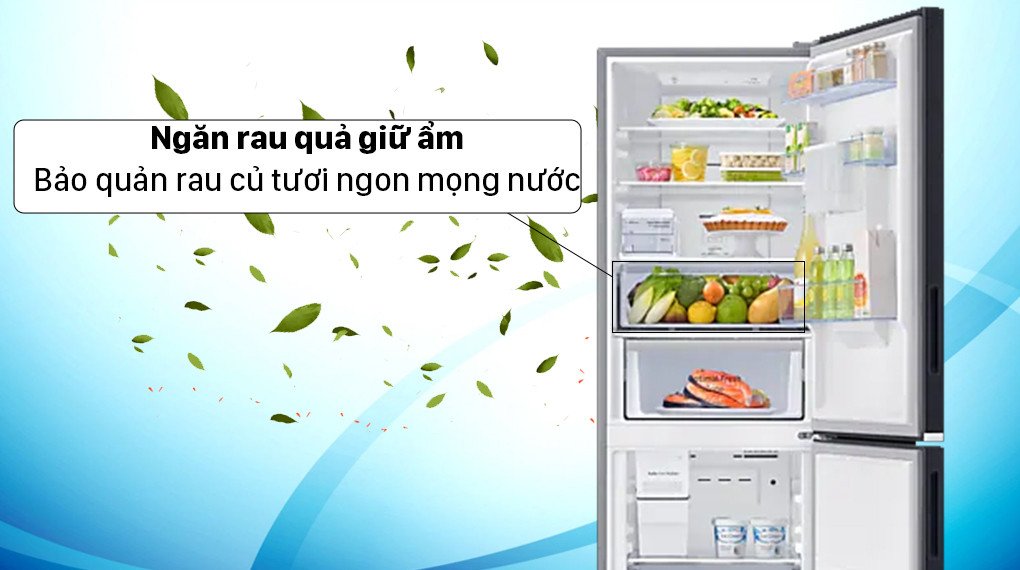 Ngăn rau quả cân bằng độ ẩm giúp giữ rau củ tươi ngon trong tủ lạnh Samsung