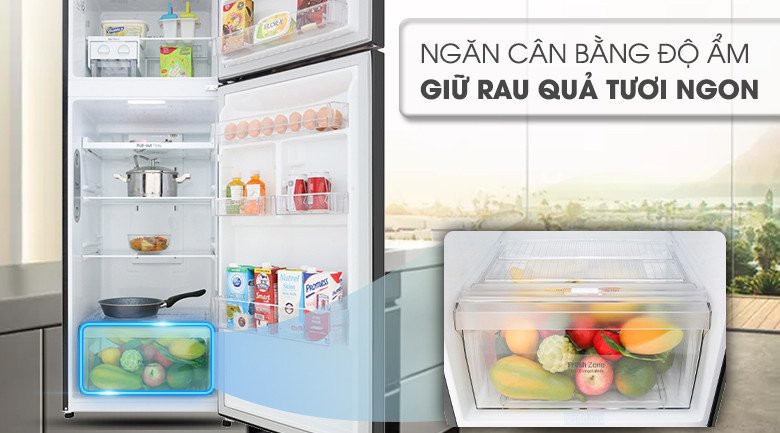 Ngăn rau quả cân bằng độ ẩm Moist Balance Crisper của tủ lạnh LG giữ rau củ tươi lâu