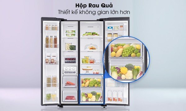 Ngăn rau quả giữ ẩm riêng biệt trên tủ lạnh Samsung