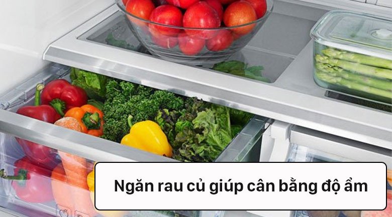 Ngăn rau quả Humidity Fresh Zone trên tủ lạnh Samsung RF48A4000B4/SV giữ ẩm tối ưu