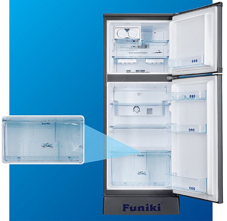 Ngăn rau quả rộng rãi trên tủ lạnh Funiki FR 125CI