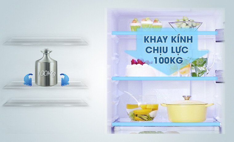 Nội thất rộng rãi với khay kính chịu lực của tủ lạnh Panasonic NR-BX468GKVN