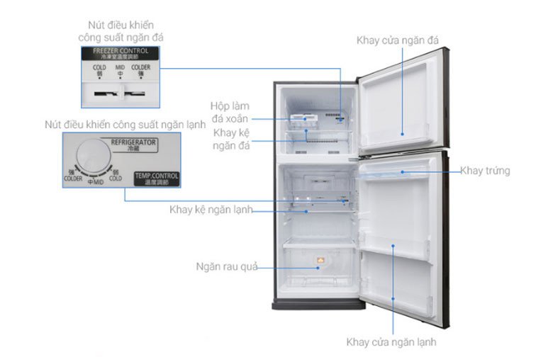 Nút điều chỉnh nhiệt độ thủ công trên tủ lạnh Mitsubishi Electric