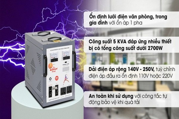 Ổn áp điện kết nối với tủ lạnh, minh họa giải pháp ổn định điện áp và bảo vệ công suất tủ lạnh