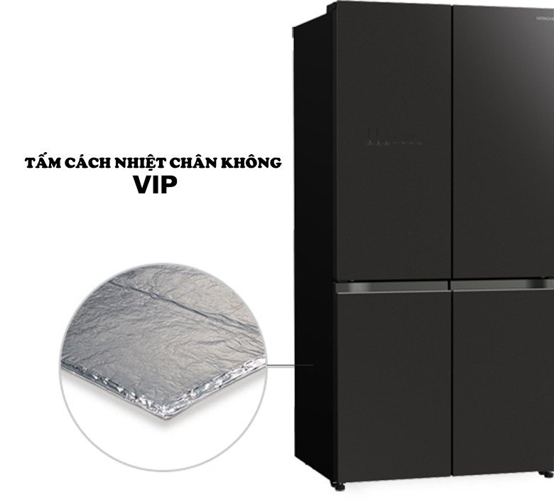 Sơ đồ công nghệ cách nhiệt chân không VIP trên tủ lạnh Hitachi R-WB640VGV0(GMG) giúp tiết kiệm năng lượng