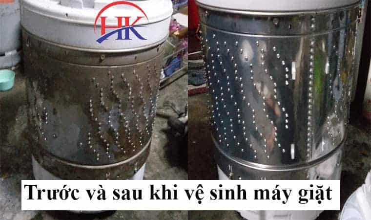 So sánh hiệu quả trước và sau khi làm sạch lồng máy giặt ở Hóc Môn