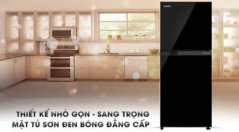 Thiết kế bên ngoài tủ lạnh Toshiba Inverter 194 lít A25VM(UKG) màu đen sang trọng
