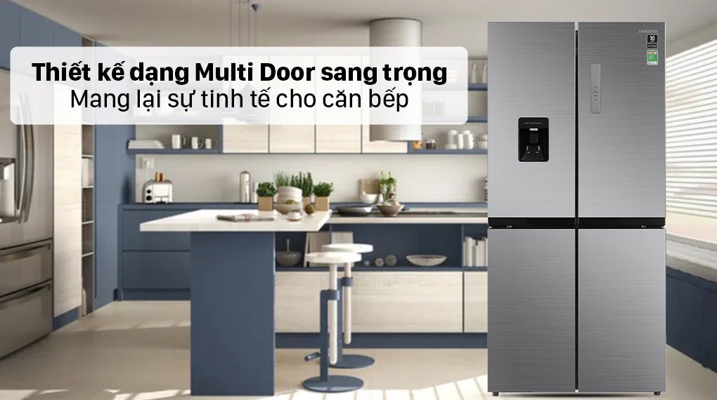 Thiết kế Multi Door hiện đại của tủ lạnh Samsung Inverter RF48A4010M9/SV