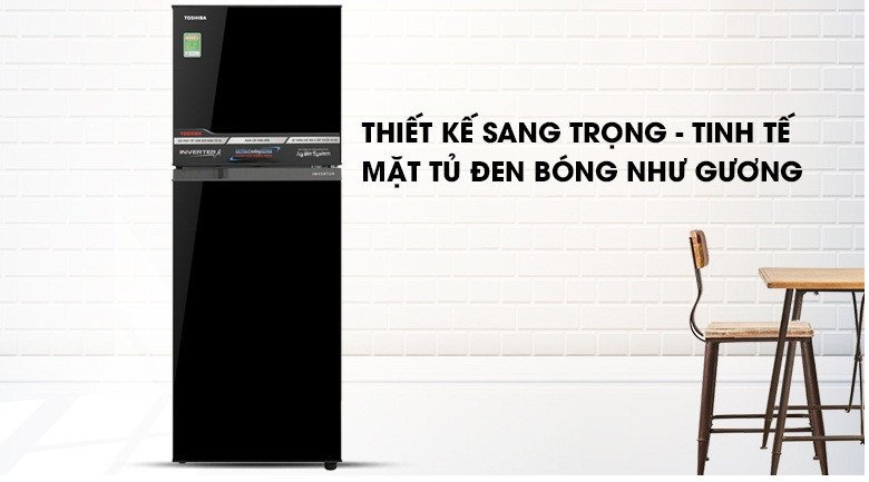 Thiết kế nhỏ gọn của tủ lạnh Toshiba A28VM(UKG) 233 lít, tối ưu cho gia đình nhỏ.