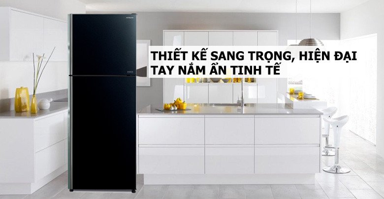 Thiết kế tinh tế tủ lạnh Hitachi Inverter 339 lít R-FVX450PGV9(GBK) với gam màu đen sang trọng.