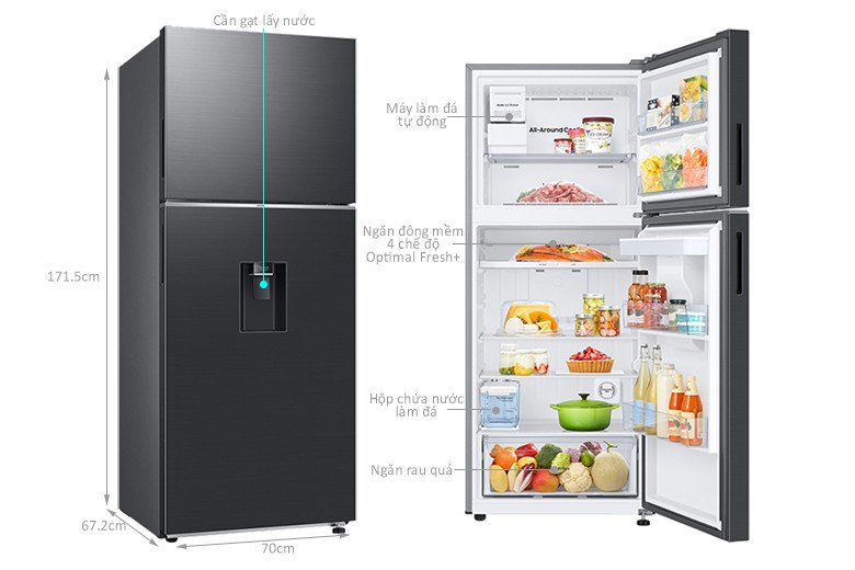 Thiết kế tổng thể của tủ lạnh Samsung RT38CG6584B1SV Inverter 382 lít màu đen sang trọng.