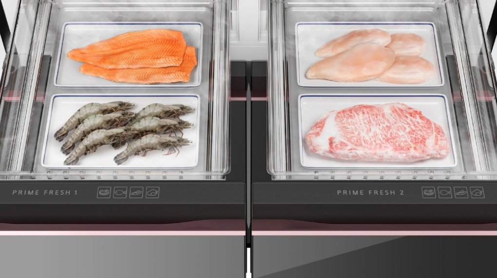 Thực phẩm được cấp đông mềm hoàn hảo trong ngăn Prime Fresh của tủ lạnh Panasonic NR-WY720ZMMV