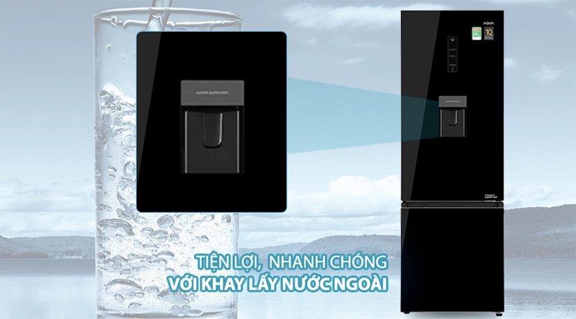 Tiện ích lấy nước mát từ bên ngoài của tủ lạnh Aqua AQR-B380MA (WGP)U1